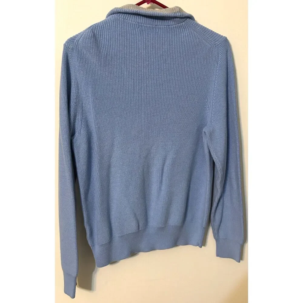 Brooks Brothers 346 Supima Cotton Quarter Zip Sweater Blue Size Medium